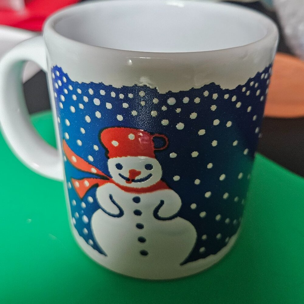 waechtersbach christmas holiday blue coffee tea mug/snowman